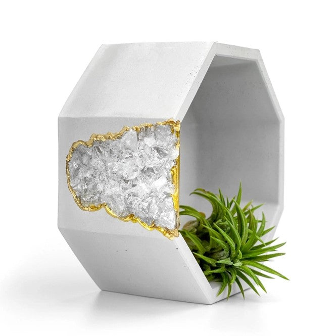 Clear Quartz Geode Planter