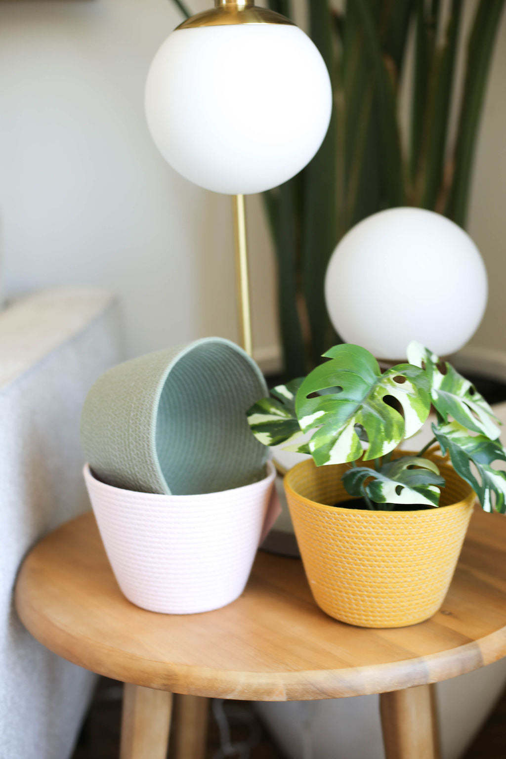 rope standing plant basket plant pot cover 4in 6in 8in size off white minimalist style