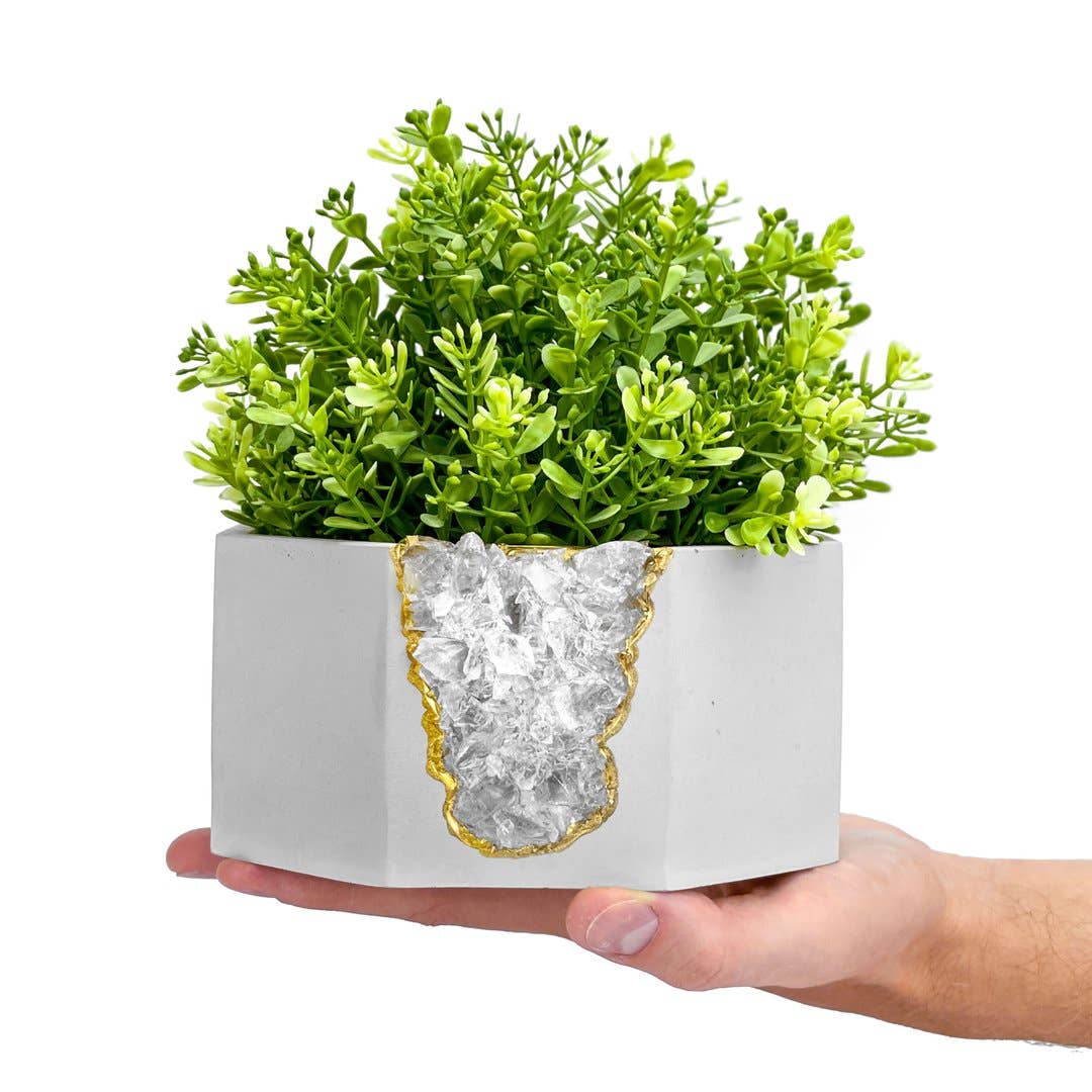 Clear Quartz Geode Planter